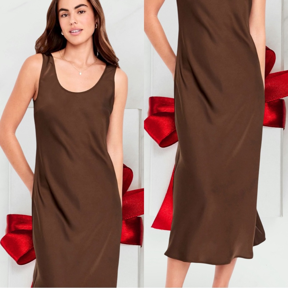 NWTS🌹THE OCCASION L🌹ELITE LINE LUSTROUS SABLE SATIN DRAPED FITTED MIDI MAXI